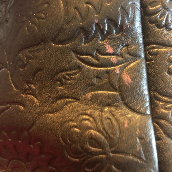 Fossil Black Floral Embossed Purse Hand Bag - Picture 10 of 10